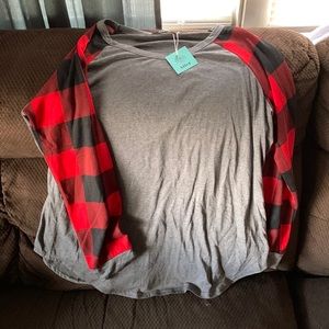 Plaid long sleeve with grey